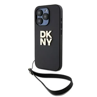 DKNY Viedtālruņa apvalks ar siksniņu un logotipu iPhone 15 Pro - melns
