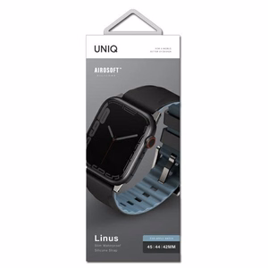 UNIQ ремешок Linus Apple Watch Series 1/2/3/4/5/6/7/8/9/SE/SE2/Ultra/Ultra 2 42/44/45/49mm. Airosoft Silicone черный/midnight black