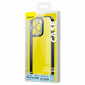 Baseus Glitter caurspīdīgs apvalks un rūdītā stikla komplekts iPhone 14 Pro (zils)