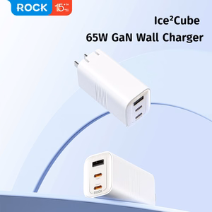 Rock Sienas lādētājs Ice2Cube GaN - USB + 2xType C - PD 65W 3A balts