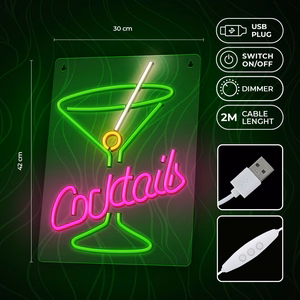Neon PLEXI LED COCKTAILS rozā zaļš FPNE02X Forever Light