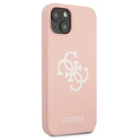 Guess GUHCP13SLS4GWPI iPhone 13 mini 5.4 silikona 4G logotipu kietais apvalks - rozā