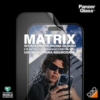 PanzerGlass Matrix Ultra-Wide-Fit hibrīda stikls iPhone 15 Pro Max ar pozicionētāju