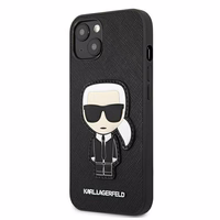 Karl Lagerfeld Saffiano Ikonik Karl's Patch Apvalks iPhone 13 mini - Melns