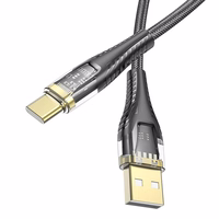 Kabelis USB A uz USB C Hoco 2,4A 1,2 m U121 melns caurspīdīgs