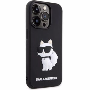 Karl Lagerfeld KLHCP14L3DRKHNK iPhone 14 Pro 6.1" Kietais apvalks (m) - melns (m) Rubber Choupette 3D