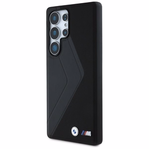 BMW ādas lielizmēra svītras MagSafe apvalks Samsung Galaxy S25 Ultra - melns