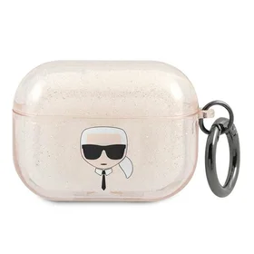 Karl Lagerfeld Spīguļu Karla Galvas Apvalks AirPods Pro - zelta