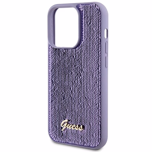 Guess Sequin Script Metal viedtālruņa apvalks iPhone 15 Pro - violeta