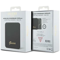 Magnētiskā indukcijas uzlādes ierīce Guess MagSafe Metal Script Logo 5W 3000mAh (melna)