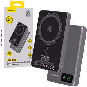 Blavec Power Bank 10000mAh BJ-03 Slim 13,5mm - Type C - 22,5W магнитный Magsafe 3 в 1 (PBBJ03-MC10G) серый алюминий