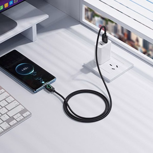 Kabelis ar LCD USB A uz USB C Hoco 3A 1,2 m U146 melns