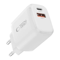 Tech-Protect NCA20 PD 20W QC3.0 USB-A / USB-C sienas lādētājs + USB-C / USB-C kabelis 100cm - balts
