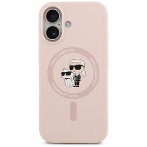 Karl Lagerfeld silikona Karl&Choupette gredzena magnētiskais viedtālruņa apvalks iPhone 17 - rozā