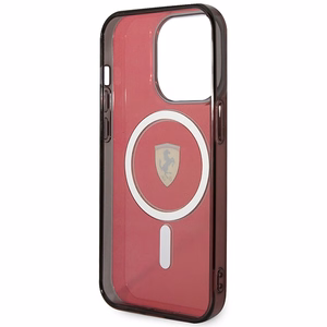 Ferrari FEHMP14XURKR iPhone 14 Pro Max 6.7" sarkans cietais viedtālruņa apvalks daļēji caurspīdīgs magnētiskais (MagSafe)