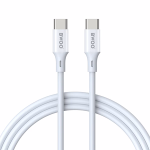BWOO kabelis USB-C - USB-C 2m 60W ABS + TPE balts