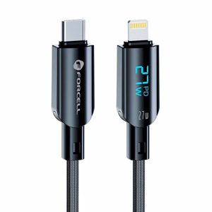 FORCELL F-ENERGY C276 kabelis Type C uz Lightning PD 3A 27W Digital 1,2 m melns