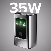 Portatīvais lādētājs SBS 10000mAh PD 35W ar LCD ekrānu - pelēka