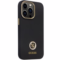 Guess GUHCP13LM4DGPK viedtālruņa apvalks iPhone 13 Pro / 13 – melns Silikona Logo Strass 4G