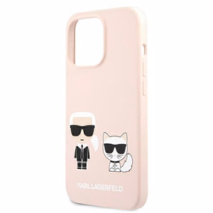 Karl Lagerfeld Silikona Ikonik Karl&Choupette Magnētiskais apvalks iPhone 13 Pro Max - gaiši rozā