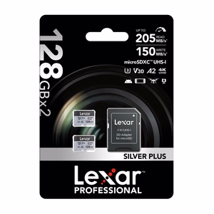 Lexar High-Performance Silver Plus microSDXC 2x128GB atmiņas karšu komplekts + adapteris