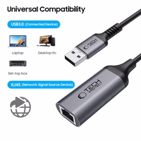 Tech-Protect UltraBoost USB-A 3.0 / Ethernet RJ45 1000Mbps adapteris - melns