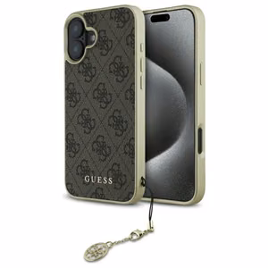 Guess 4G Charms Kolekcijas viedtālruņa apvalks iPhone 16 - brūns