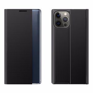 Sleep Case grāmatas tipa viedtālruņa apvalks ar viedo logu iPhone 13 Pro Max melns