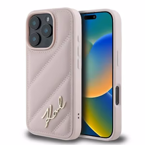 Karl Lagerfeld Quilted Signature iPhone 16 Pro Case - Pink