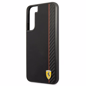 Viedtālruņa vāciņš Ferrari FESAXHCS22MBK S22+ S906 melns kietais vāciņš On Track Carbon Stripe