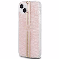 Guess IML 4G Gold Stripe viedtālruņa apvalks iPhone 15 Plus / 14 Plus - rozā