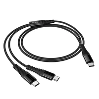 Kabelis 2in1 USB C uz USB C+C Hoco 1 m X123 melns