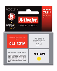 Activejet ACC-521YN – dzeltenas tintes kasetne, aizstāj Canon CLI-521Y, 10 ml, Supreme