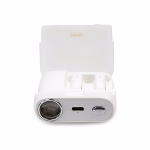 WEKOME S28 Pop Digital Series Bluetooth 5.3 TWS bezvadu austiņas ar uzlādes futrālī iebūvētu projektoru un 5 projektora slaidiem, baltas