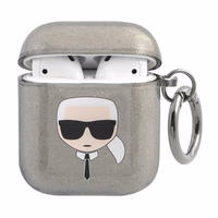 Karl Lagerfeld Glitter Karl's Head apvalks AirPods 1/2 - melns