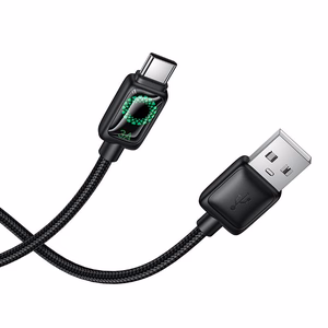 Kabelis ar LCD USB A uz USB C Hoco 3A 1,2 m U146 melns