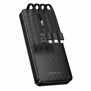 Borofone Внешний аккумулятор 10000mAh BJ84 Smooth - USB - с кабелями USB, Type C, Lightning и Micro USB чёрный