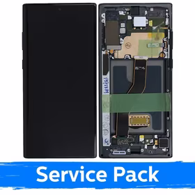 LCD Displejs Saderīgs ar Samsung N975 Note 10 Plus Ar Frame / Aura Melns / (Service Pack)