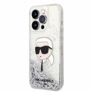 Karl Lagerfeld Glitter Karl's Head viedtālruņa apvalks iPhone 14 Pro Max - sudraba