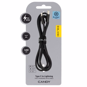 Blavec Kabelis Candy pīts - Type C uz Lightning - PD 20W 2,4A 1 metrs Apple CarPlay (CCA-CL24B10) melns