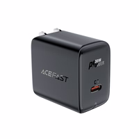 Acefast A23 30W GaN USB-C sienas lādētājs (ASV) – melns