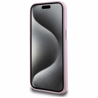 Karl Lagerfeld FW Metal Plate Magnētiskais iPhone 15 viedtālruņa apvalks - rozā