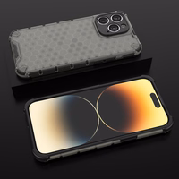 Honeycomb viedtālruņa apvalks iPhone 14 Pro Max bruņots hibrīda vāks caurspīdīgs