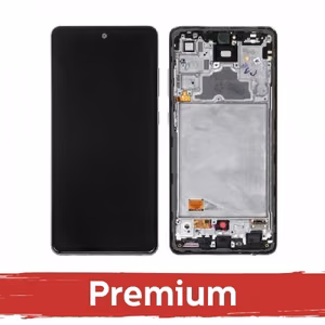 LCD Displejs saderīgs ar Samsung A725 A72 ar rāmi / Melns / OEM