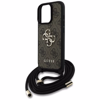 Guess 4G Big Logo Cord Stap viedtālruņa apvalks iPhone 16 Pro - brūns