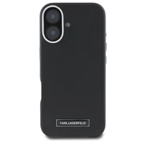Karl Lagerfeld FW Metal Plate Magnētiskais iPhone 16 Plus viedtālruņa apvalks - melns