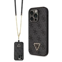 Guess GUHCP14LP4TDSCPK apvalks iPhone 14 Pro - melns krustenisks 4G metāla logotips