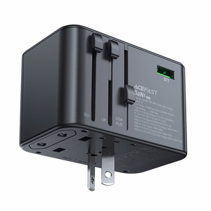Acefast Z1 GaN 75W PD ceļojumu lādētājs adapteris 3x USB-C 2x USB-A - melns