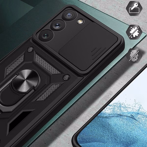 Hybrid Armor Camshield viedtālruņa apvalks Samsung Galaxy S23+ bruņots apvalks ar kameras vāciņu zils