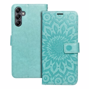 MEZZO grāmatas tipa viedtālruņa apvalks SAMSUNG A14 4G / A14 5G ar mandalas rakstu, zaļš